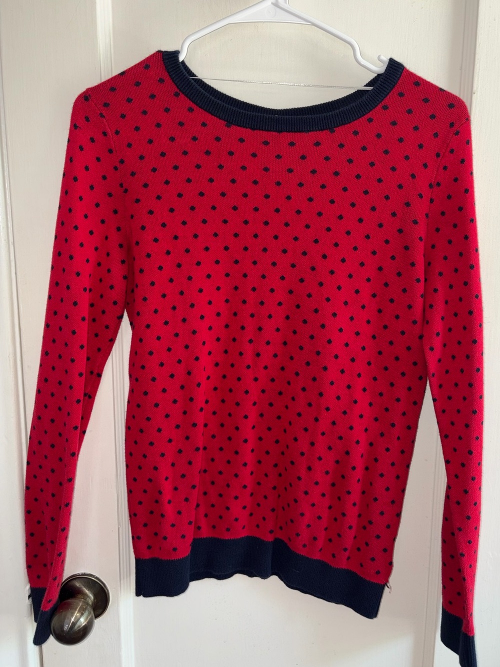 Tommy Hilfiger Women’s Red/Navy Polka Dot- Pima Cotton sweater